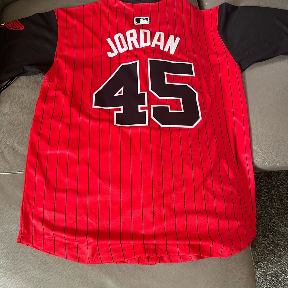 Michael Jordan #45 Red Pinstripe Jersey